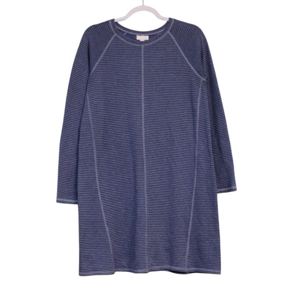 J Jill Sweater Dress Size Small Long Sleeve Blue Striped Cotton Casual Boho - Picture 1 of 13